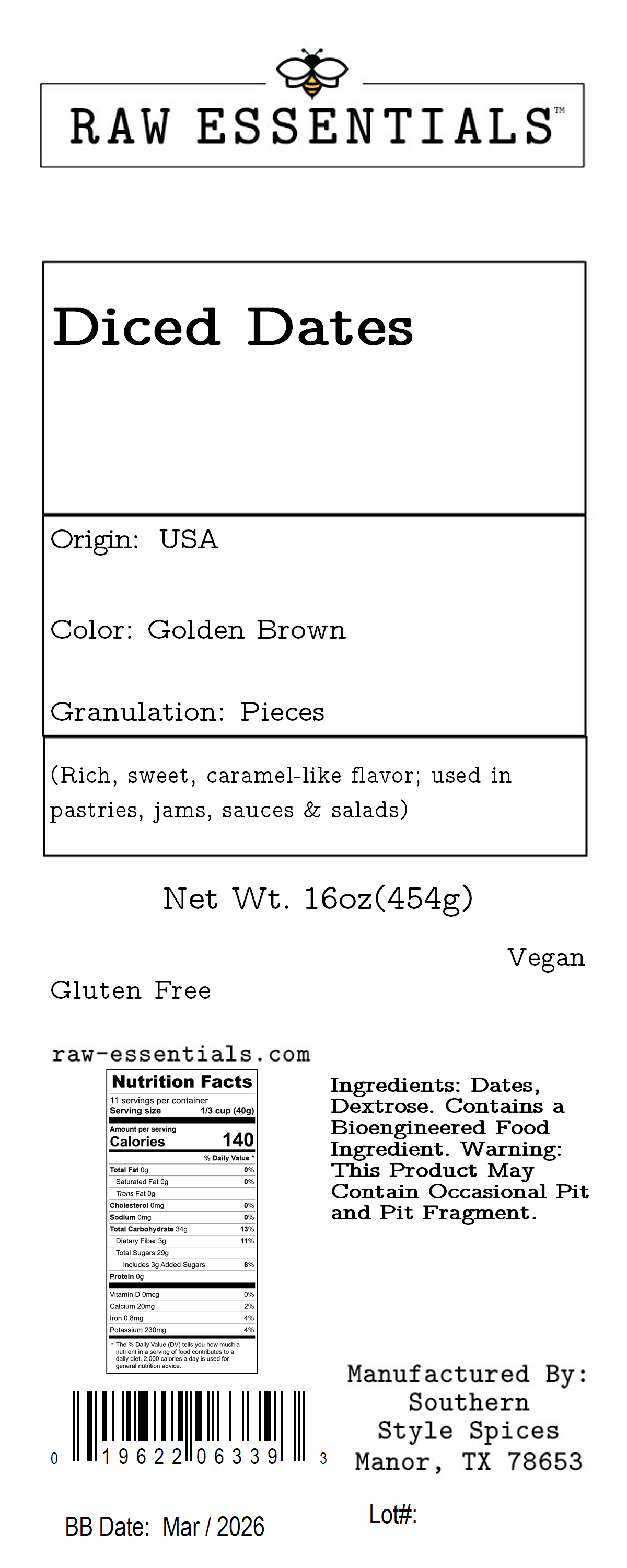 Diced Dates