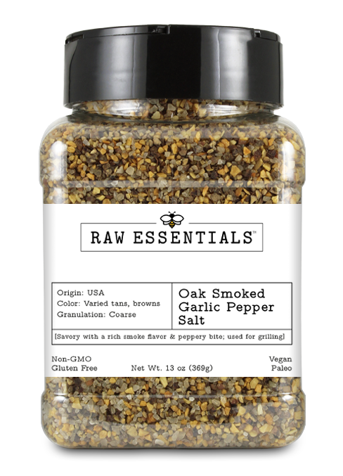Oak Smoked Garlic Pepper Salt | Raw Essentials